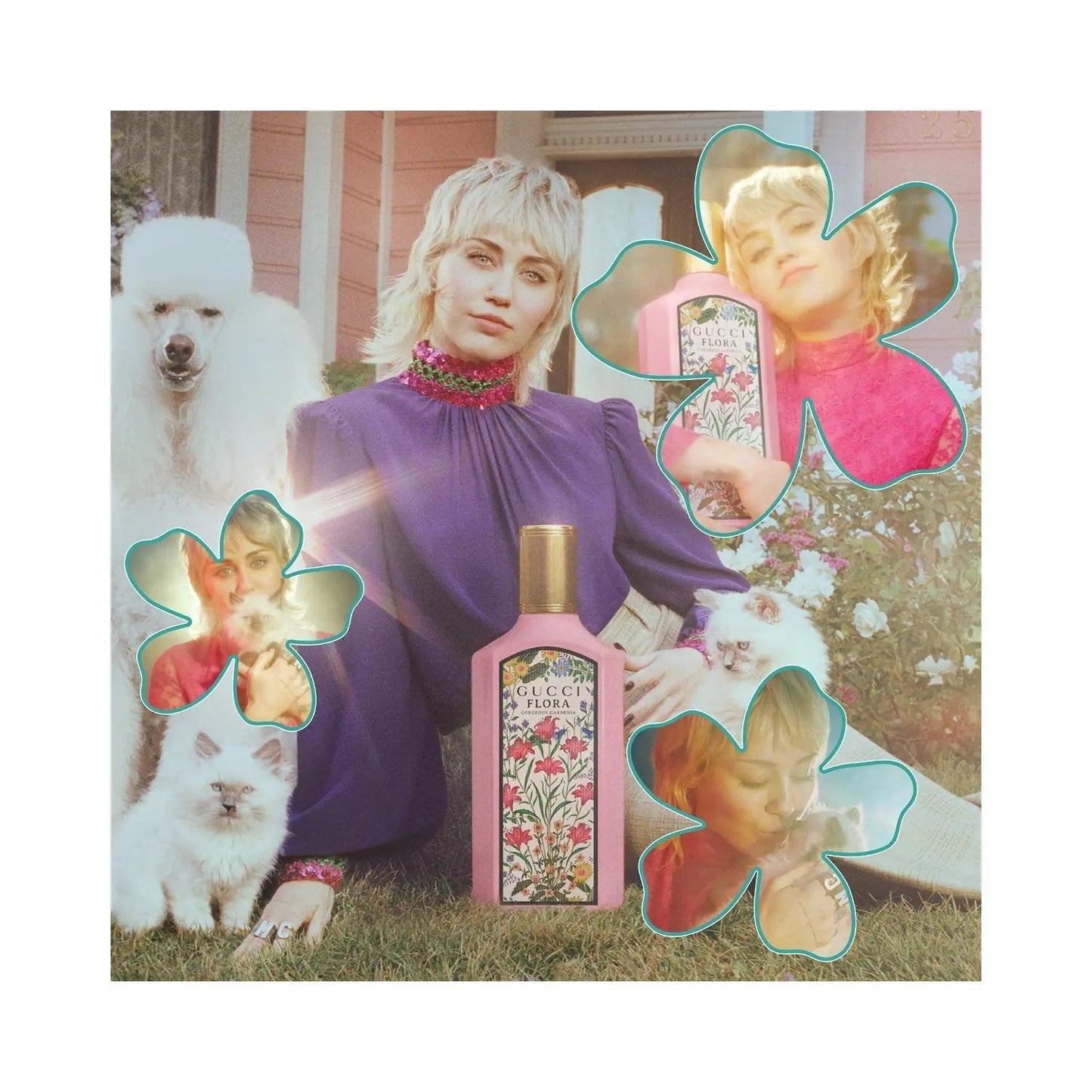 Flora Gorgeous Gardenia Gu*ci EDP pink bottle